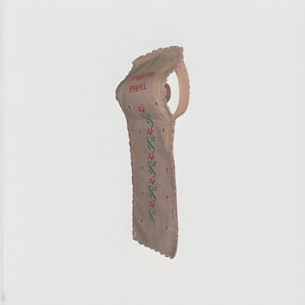 Vintage Portuguese Linen Extra 3 Roll Holder Wall Hang Needlepoint Cross Stitch
